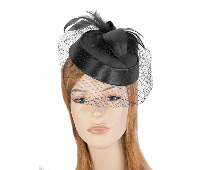 Black custom made cocktail pillbox hat K4811 - Hats From OZ