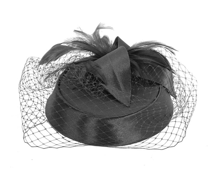 Black custom made cocktail pillbox hat K4811 - Hats From OZ