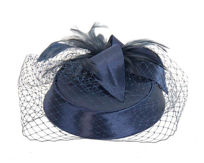 Navy custom made cocktail pillbox hat K4811 - Hats From OZ