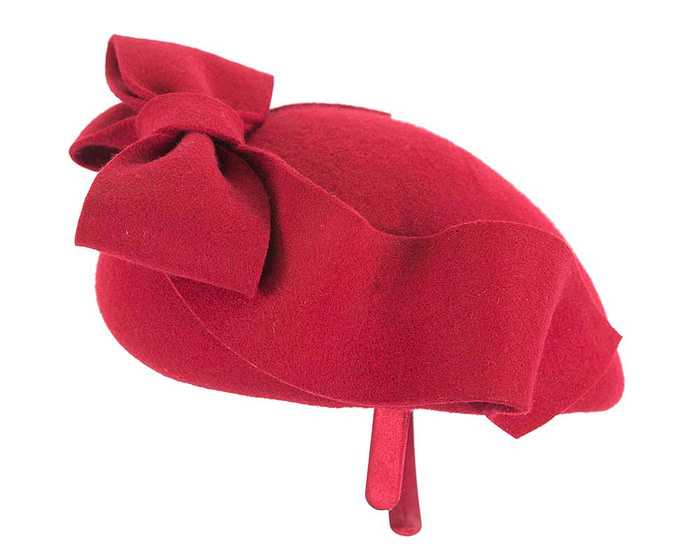 Large felt red winter racing fascinator hat by Cupids Millinery - Hats From OZ