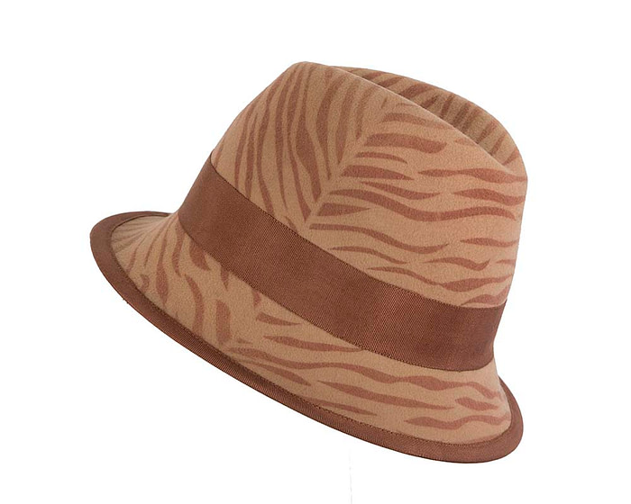 Animal print winter felt winter fedora hat by Cupids Millinery - Hats From OZ