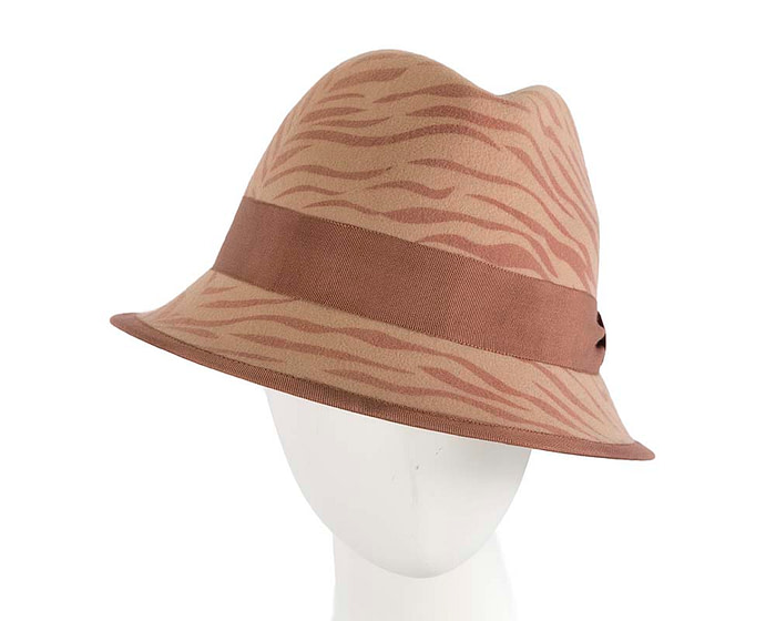 Animal print winter felt winter fedora hat by Cupids Millinery - Hats From OZ