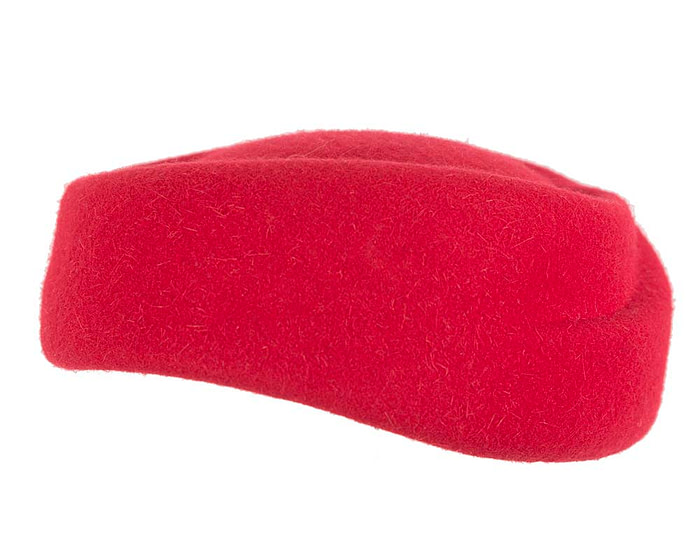 Red winter felt stewardess hat by Cupids Millinery - Hats From OZ