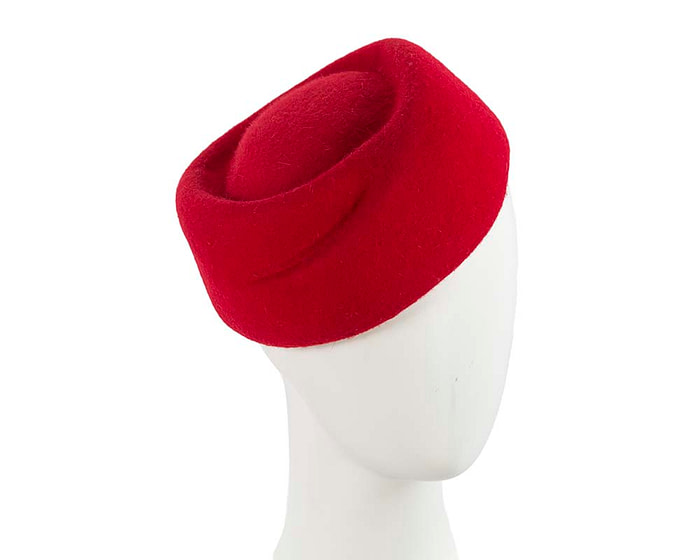 Red winter felt stewardess hat by Cupids Millinery - Hats From OZ