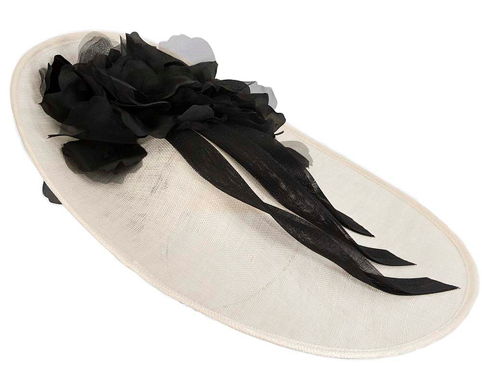 Large cream & black plate racing fascinator by Fillies Collection - Hats From OZ