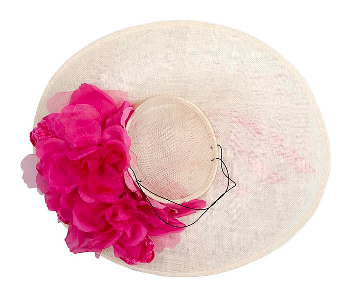 Large cream & fuchsia plate racing fascinator by Fillies Collection - Hats From OZ