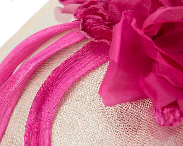 Large cream & fuchsia plate racing fascinator by Fillies Collection - Hats From OZ