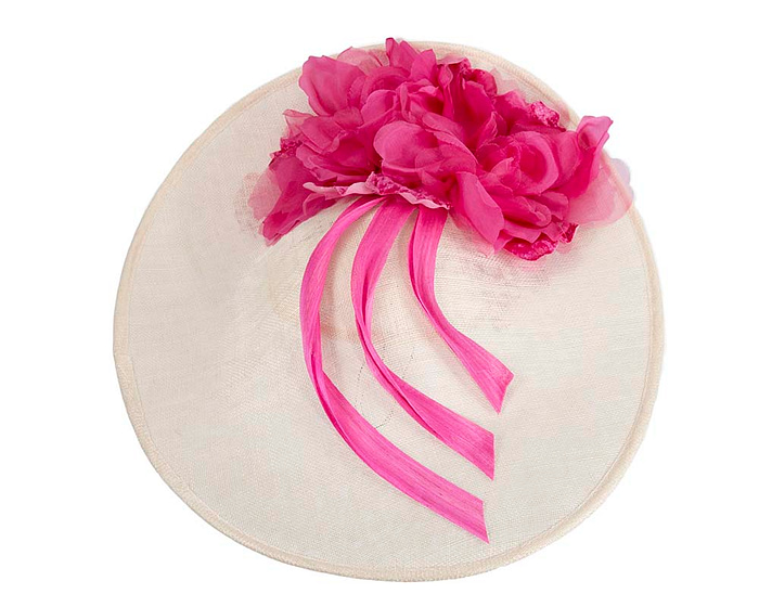 Large cream & fuchsia plate racing fascinator by Fillies Collection - Hats From OZ