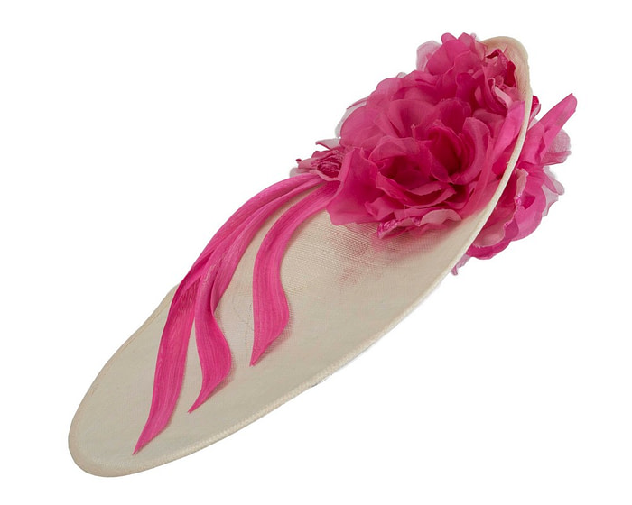 Large cream & fuchsia plate racing fascinator by Fillies Collection - Hats From OZ