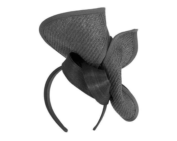 Large black Fillies Collection racing fascinator with bow - Hats From OZ