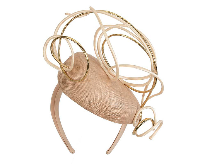 Designers nude & gold pillbox fascinator by Fillies Collection - Hats From OZ