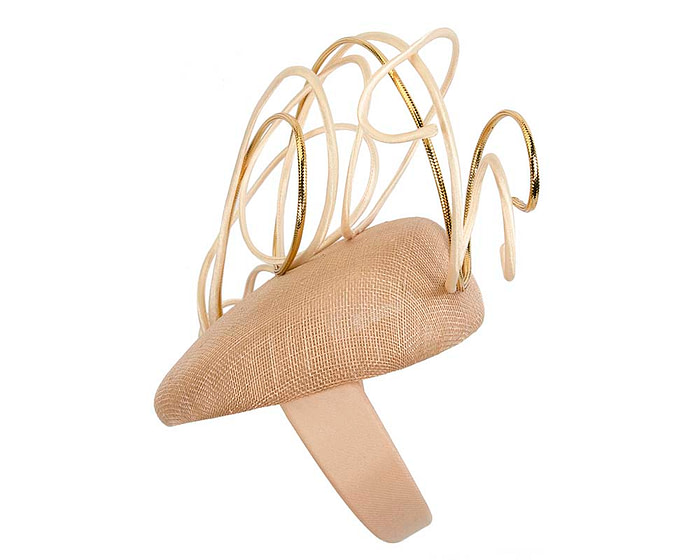 Designers nude & gold pillbox fascinator by Fillies Collection - Hats From OZ