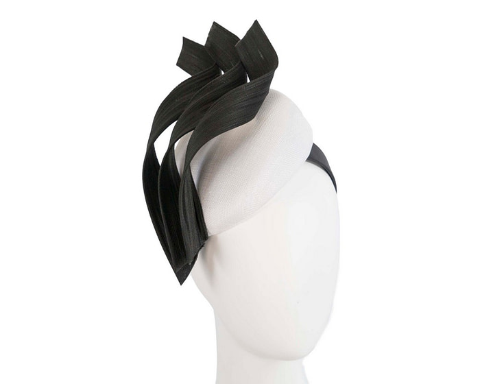 Bespoke white & black pillbox fascinator by Fillies Collection - Hats From OZ