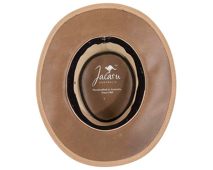 Beige Sand Australian Suede Leather Cooler Jacaru Hat - Hats From OZ