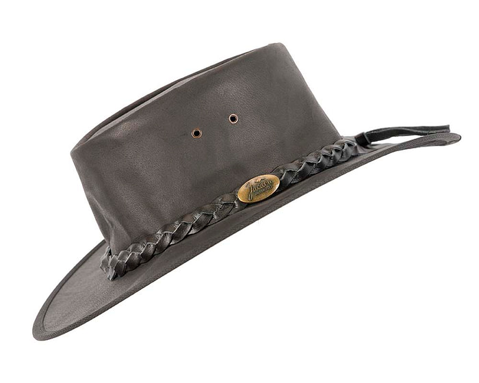 Black Australian Buffalo Leather Bush Outback Jacaru Hat - Hats From OZ