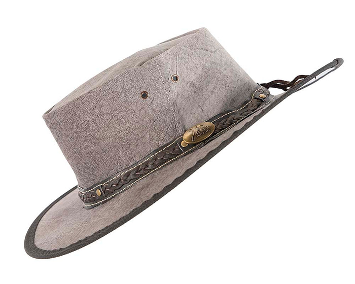 Grey Australian Kangaroo Leather Crushable Outback Jacaru Hat - Hats From OZ