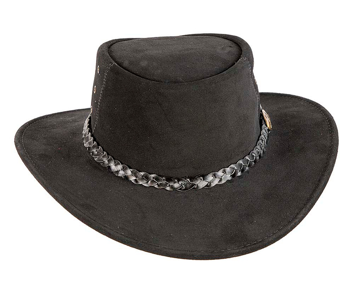 Black Australian Leather Bush Outback Jacaru Hat - Image 4