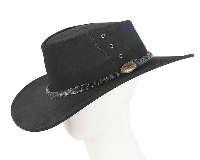 Black Australian Leather Bush Outback Jacaru Hat