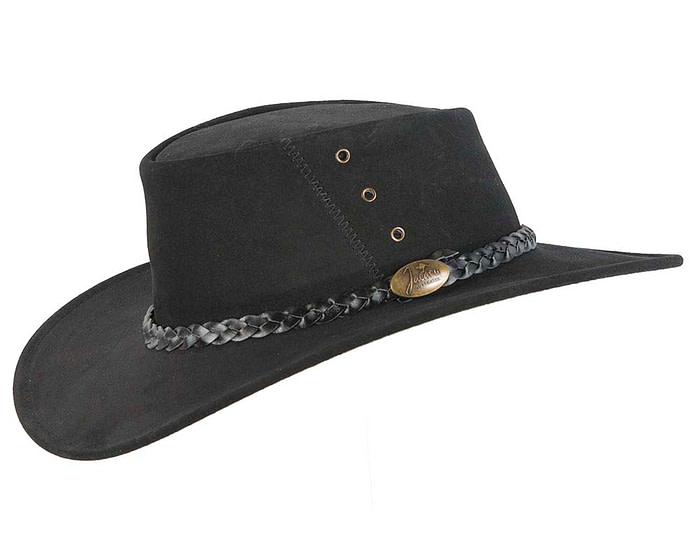 Black Australian Leather Bush Outback Jacaru Hat - Image 2