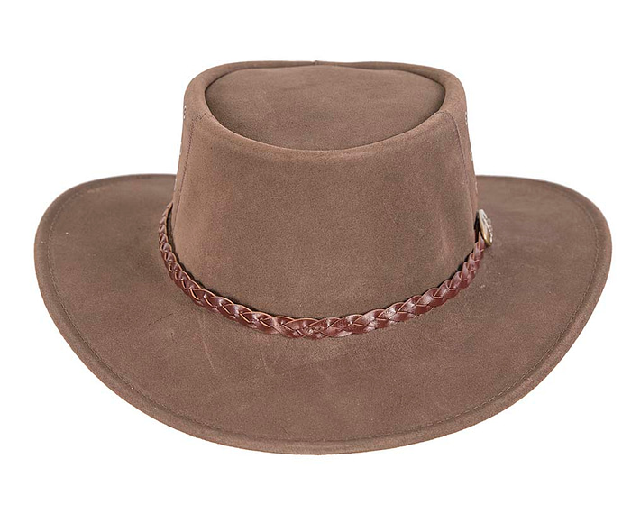 Brown Australian Leather Bush Outback Jacaru Hat - Hats From OZ