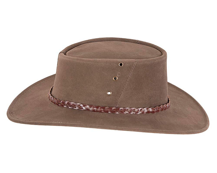 Brown Australian Leather Bush Outback Jacaru Hat - Hats From OZ