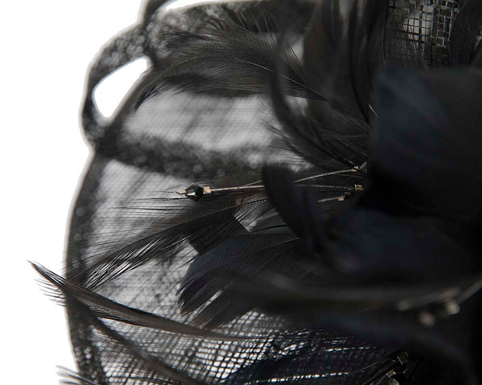 Large black racing hat with bow by Cupids Millinery - Hats From OZ