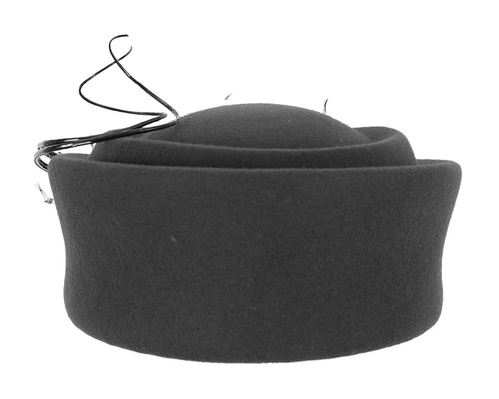 Large black winter felt pillbox hat for races buy online in Australia F572B - Hats From OZ