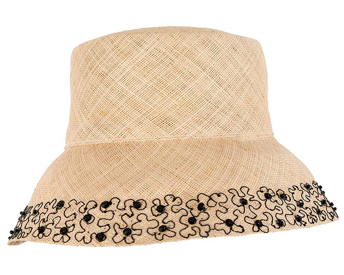 Summer sun bucket hat with black embroidery - Hats From OZ