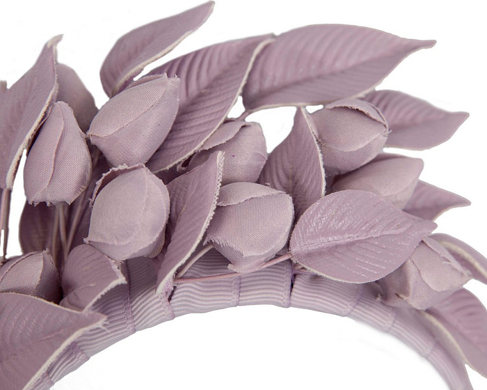 Lilac sculptured leather flower headband fascinator by Max Alexander - Hats From OZ