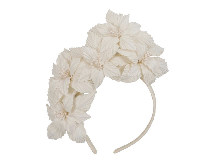 Cream sculptured flower headband fascinator by Fillies Collection - Hats From OZ