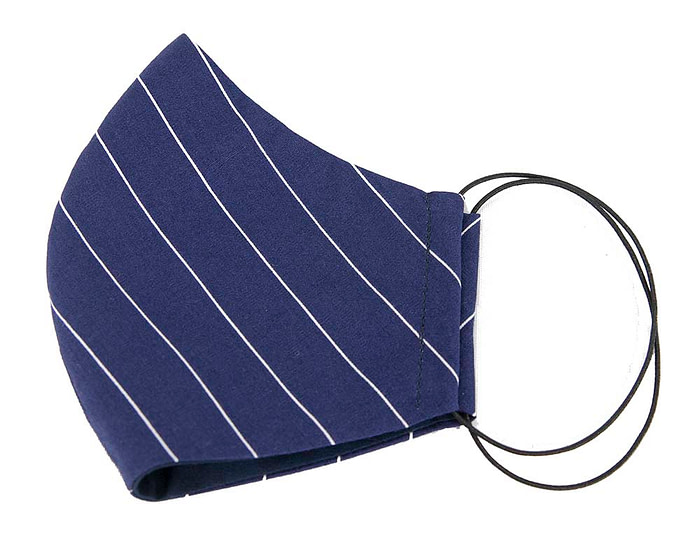 Comfortable re-usable navy cotton face mask with stripes - Hats From OZ