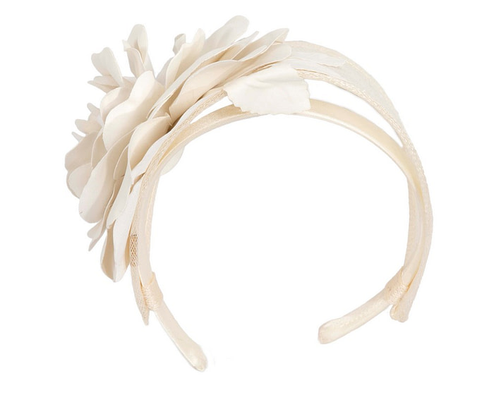 Wide cream leather rose headband fascinator by Max Alexander - Hats From OZ