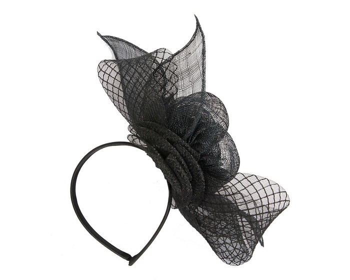 Large black sinamay bow racing fascinator by Max Alexander - Hats From OZ