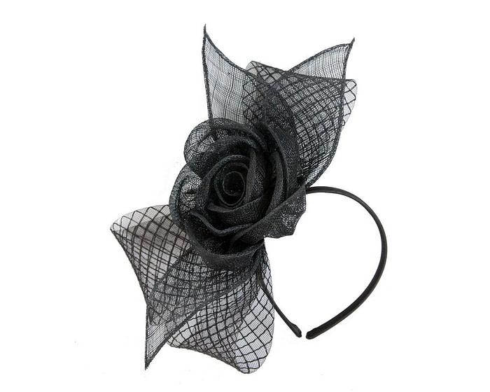 Large black sinamay bow racing fascinator by Max Alexander - Hats From OZ