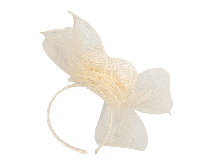 Large cream sinamay bow racing fascinator by Max Alexander - Hats From OZ