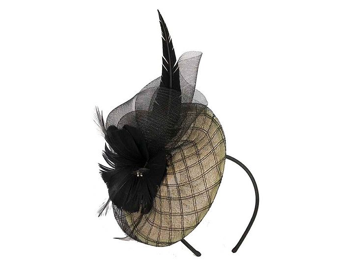 Yellow & black racing fascinator by Cupids Millinery Melbourne - Hats From OZ