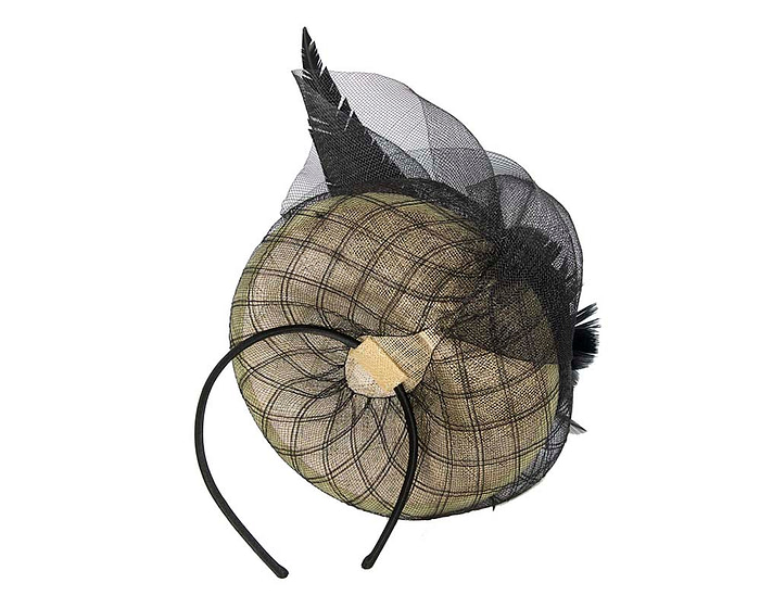 Yellow & black racing fascinator by Cupids Millinery Melbourne - Hats From OZ