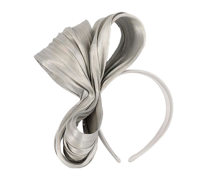 Exclusive silver silk abaca bow by Fillies Collection - Hats From OZ