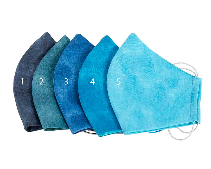 Comfortable re-usable cotton face mask with shades of blue - Hats From OZ