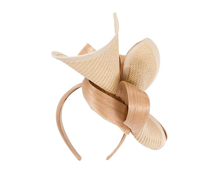 Large nude Fillies Collection racing fascinator with bow - Hats From OZ