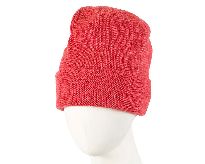 European made woven coral beanie - Image 2