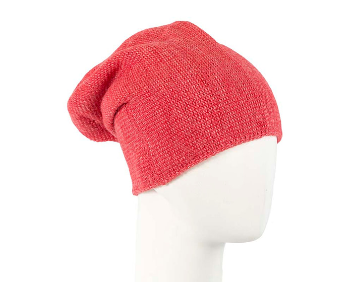 European made woven coral beanie