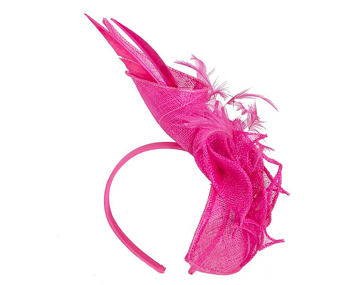 Fuchsia sinamay racing fascinator by Max Alexander - Hats From OZ