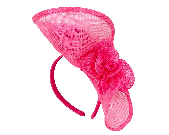 Tall fuchsia sinamay fascinator by Max Alexander MA841 - Hats From OZ