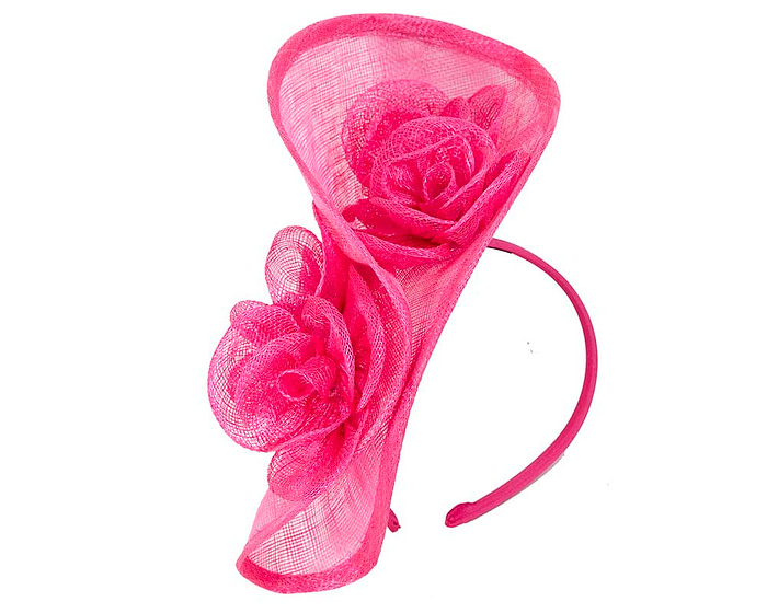 Tall fuchsia sinamay fascinator by Max Alexander MA841 - Hats From OZ