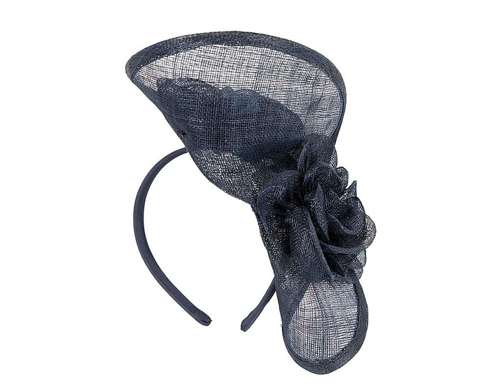 Tall navy sinamay fascinator by Max Alexander - Hats From OZ