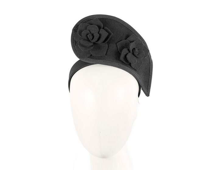 Black tall winter racing crown fascinator - Hats From OZ