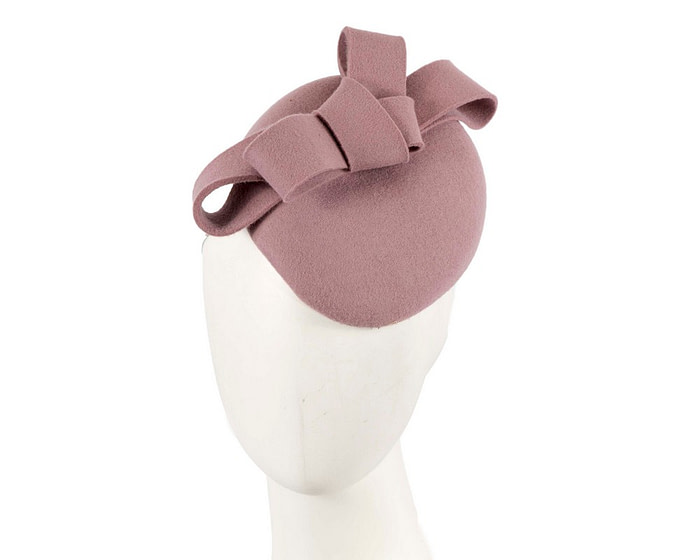 Dusty pink felt winter racing pillbox fascinator - Hats From OZ