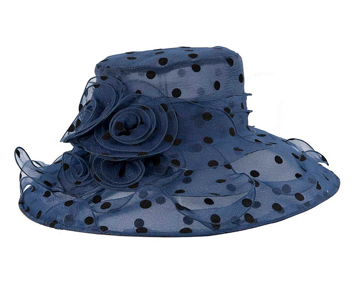 Large Navy Organza Racing Hat - Hats From OZ