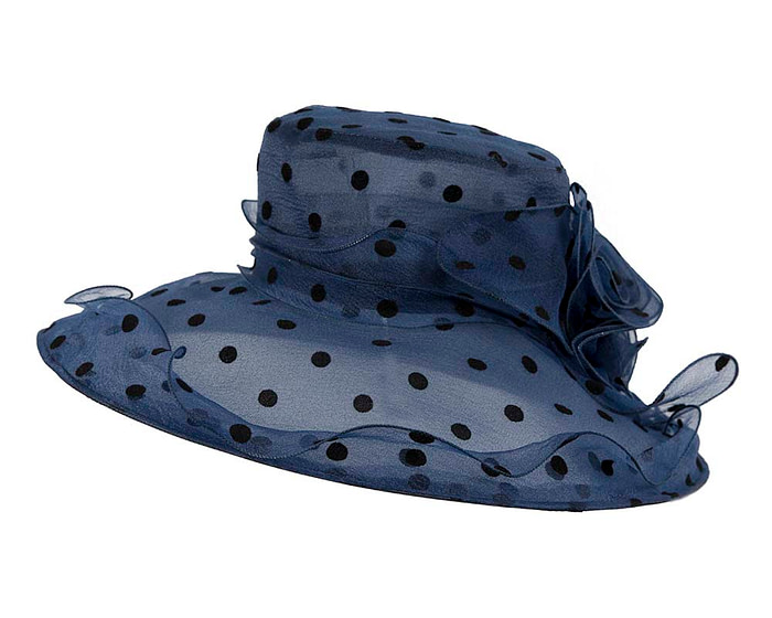 Large Navy Organza Racing Hat - Hats From OZ